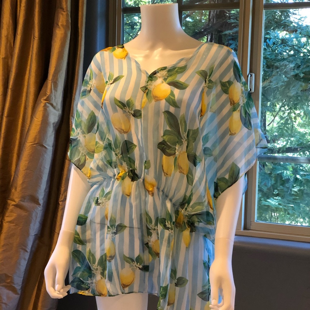 Sheer lemon 🍋 print coverup